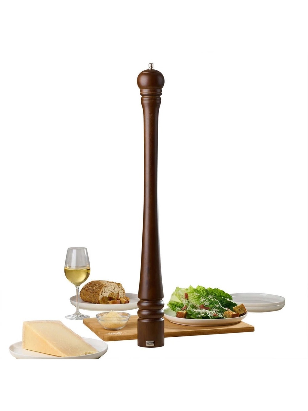 TRUDEAU Extra-Large Brown Wooden Pepper Mill - Classic Table Grinder